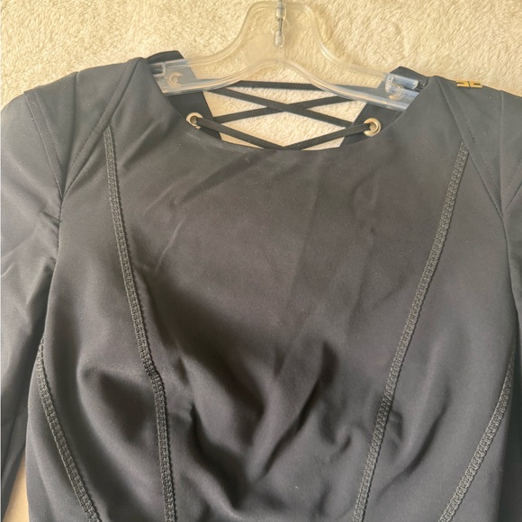 Elisabetta Franchi Bodycon Lace Up Back Cocktail Party Dress S Black Stretch Zip - Picture 8 of 16